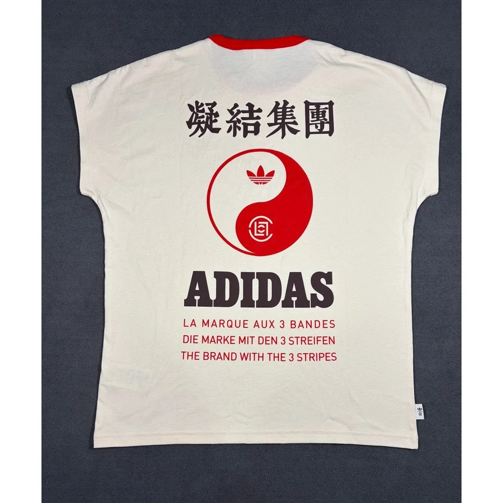 Adidas x Clot Chinese New Year Edison Chen Dolman Ringer Tee Off White Red Men M